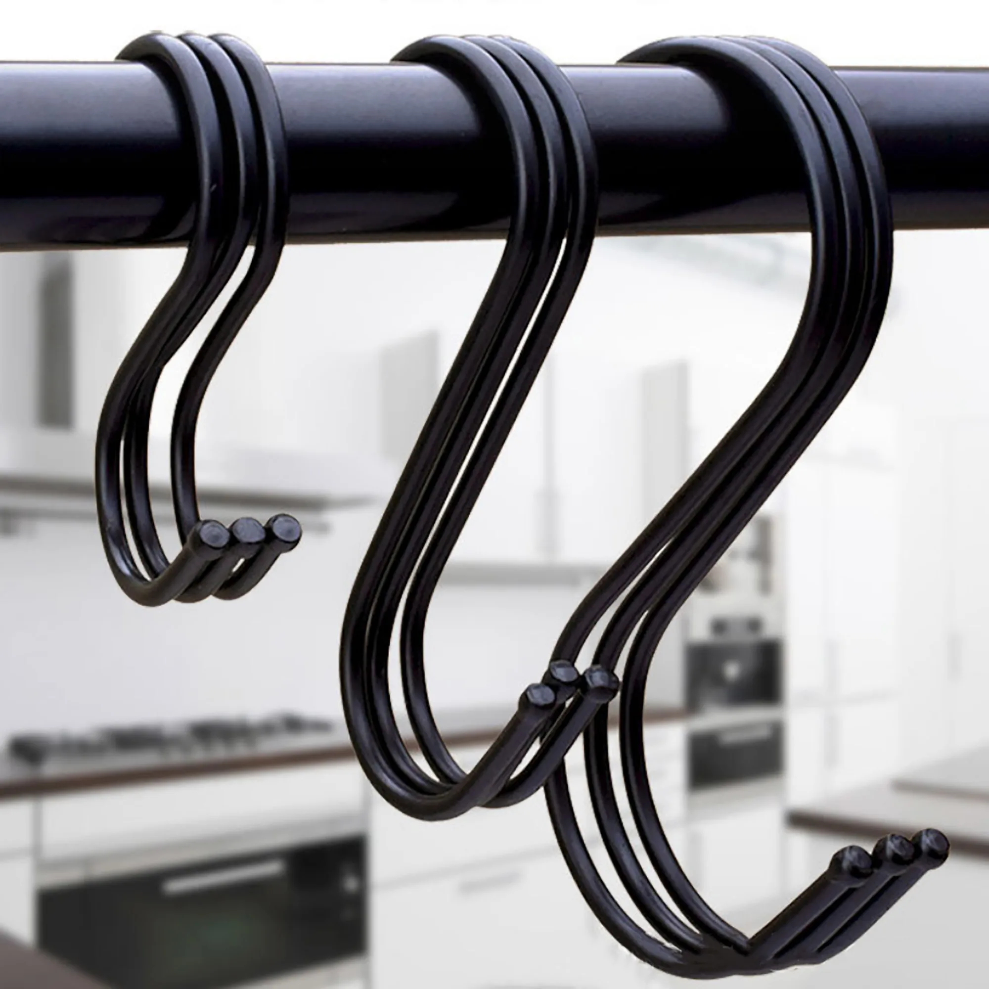 10/6/2pcs Kitchen Hooks Hanging Metal Hook Black/silver Stainless steel closet organizer handbag holder useful Kitchen tools