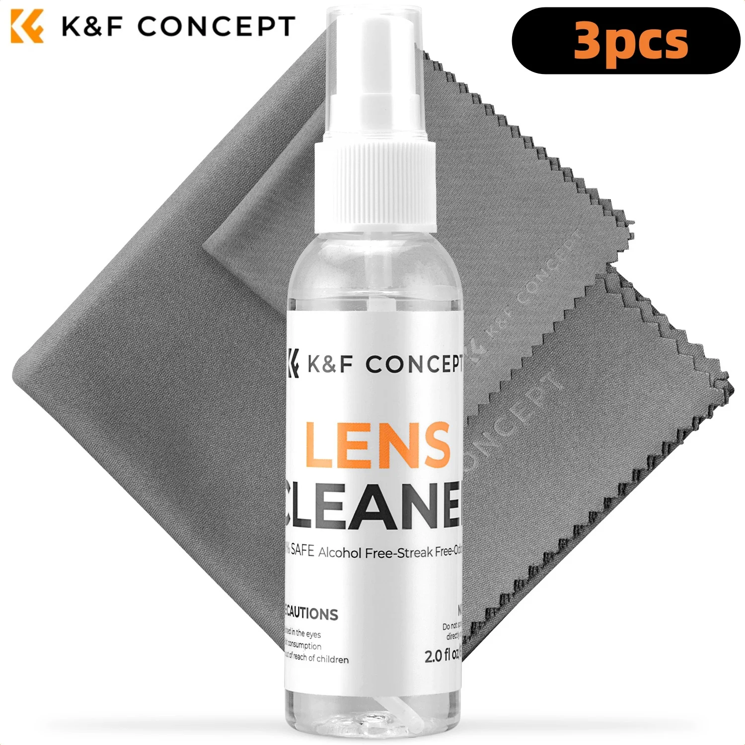 

K&F CONCEPT 15CM+40CM Premium Microfiber Cleaning Cloths+60ml Cleaner Spray for Camera Lens, Eyeglasses,Laptop Phone Screens