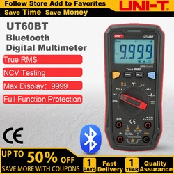 ユニ-t-デジタルスマートマルチメータ、ut60s、ut60bt、1000v、ac、dc電圧計、ammeter、true rms、周波数計、コンデンサ、温度テスター