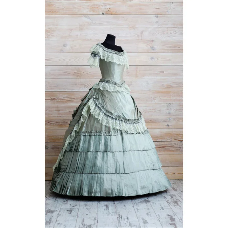 Katherine Pierce Cosplay Costume  Medieval Victorian Rococo Bustle Dress Vampire Lace Ruffle Prom Ball Gown