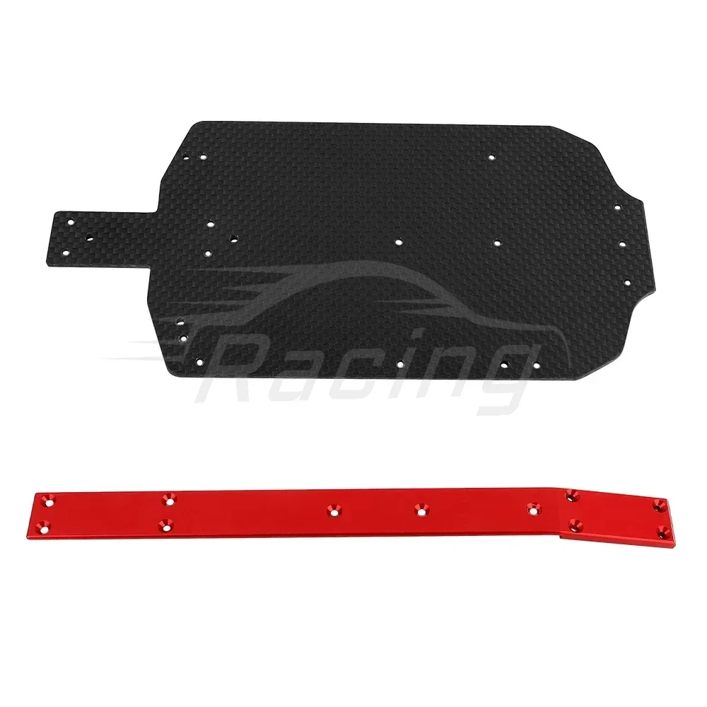 Carbon Fiber Base Plate + Alloy Chassis Guard Rail Kit for 1/14  MJX Hyper Go 14209 14210 Metal Ugrade Parts Accessories