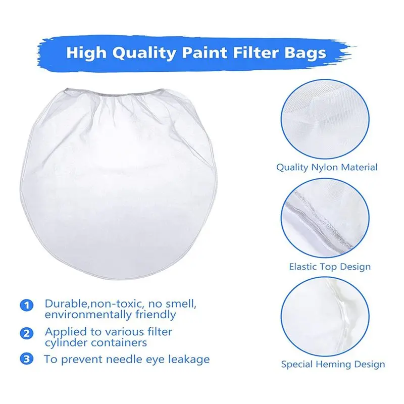 A84X-Paint Strainer Bags, 24Pcs White Fine Mesh Filter Bag, Bucket Elastic Opening Strainer Bags For Paint Gardening