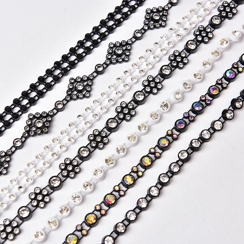 5 Meter Plastic Rhinestone Banding Glitter Crystal Ab String Trim Garment Accessories Chain For Needlework Bags Bags Decoration