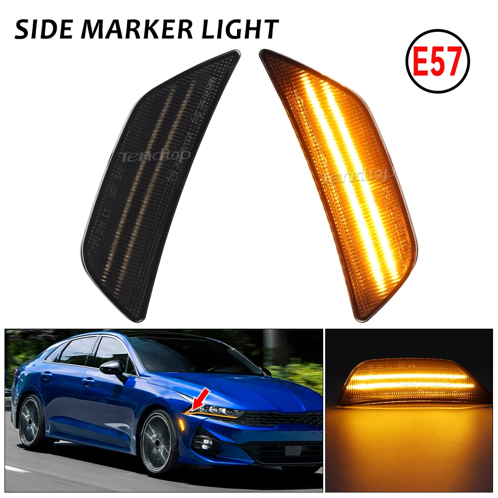 

Для Kia K5 Gen5 DLS Sedan 2021 2022 2023 2024 + янтарный светодиодный передний бампер Auto Fender Flare лампы боковые габаритные огни