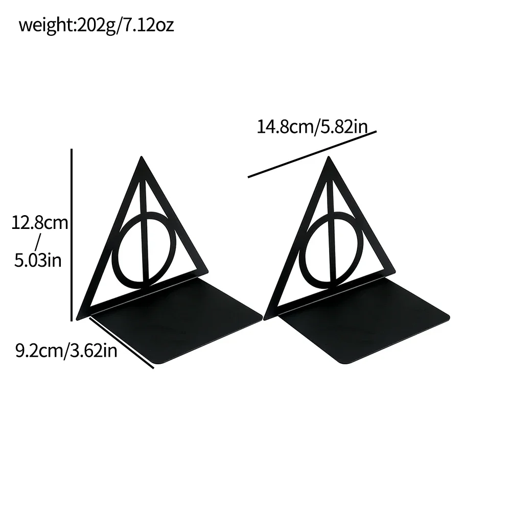 1Pair Classic Magic Triangle Hollow Bookends Movie Merchandise Desktop Table Decoration Retractable Book Support Book Holder
