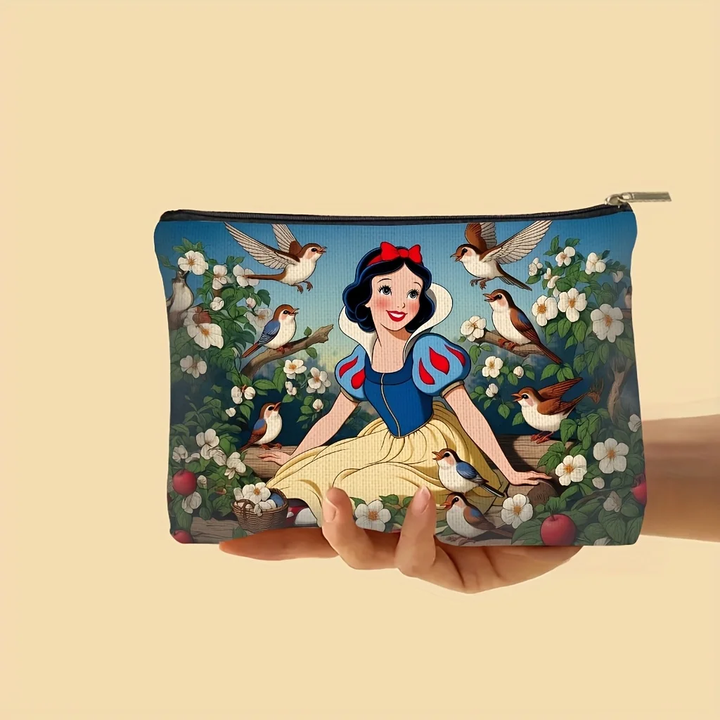 1 trousse de maquillage Disney blanche-neige, sac de rangement de bijoux, sac de rangement à fermeture éclair de voyage parfait-cadeau d'anniversaire amusant