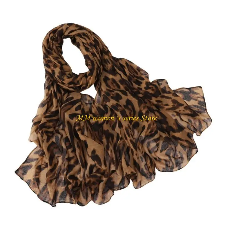 

Q39C Fashion Leopard Scarf Luxurious Fabric Party Night Club Neck Wrap Scarf Ensures Comfort and Durability for Women