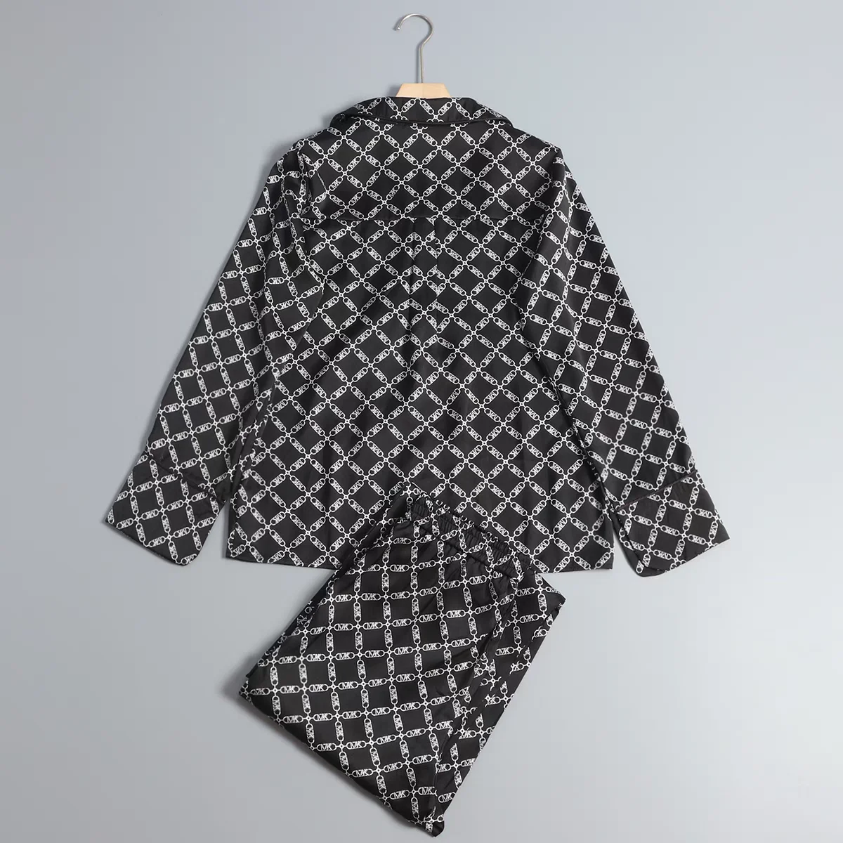 

New Silky Print Long Sve Home irt Loose Elastic Pants Set Casual Leisure Comfortable Women's Home Clothes Set