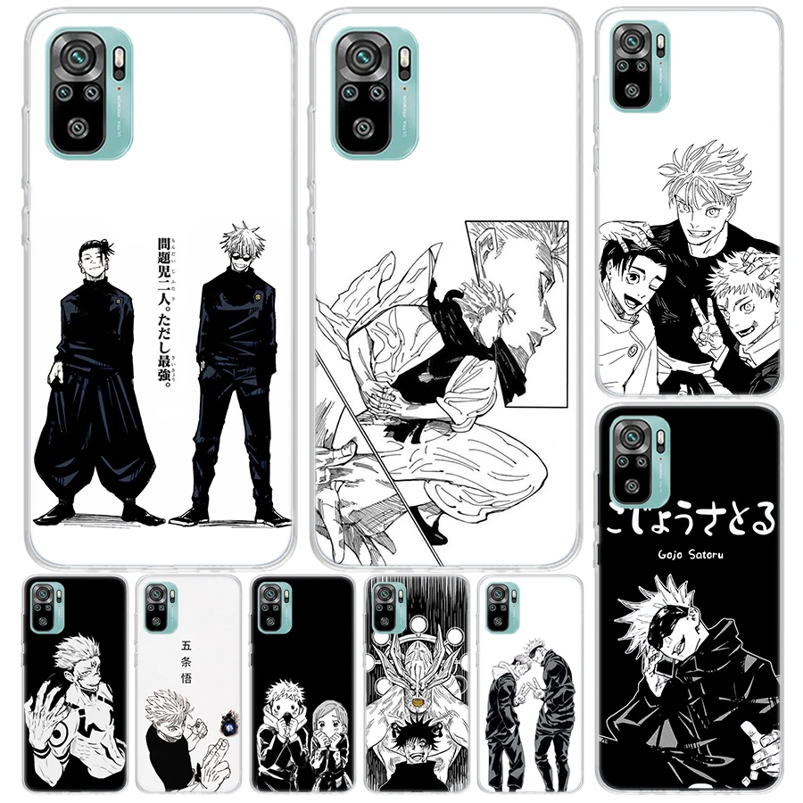 Funda Kaisen j-jujutsu blanca y negra para Xiaomi Redmi Note 14 13 12S 12 11 Pro Plus, funda de teléfono 11S 10S 10 11E 11T + 9S 9 con estampado Coq