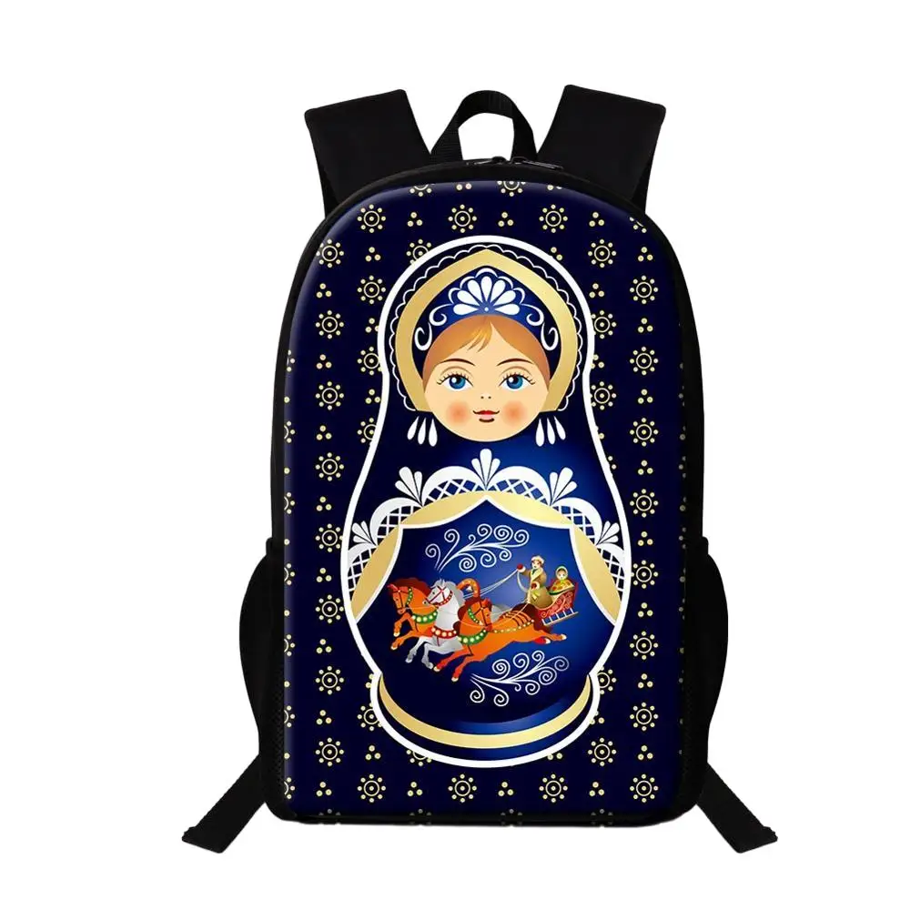 Russa Matryoshka Boneca Padrão Bolsa de Escola para Estudante Médio, Mochila Feminina, Versátil Bookbag, Adolescentes Meninas Mochila Viagem, Novo