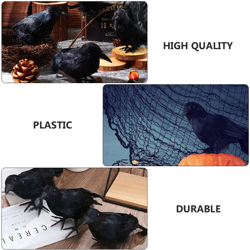 

3 Pcs Crow Ornament Garden Decoration Halloween Decorations Crows Popularity Prop Faux Birds Real Artificial