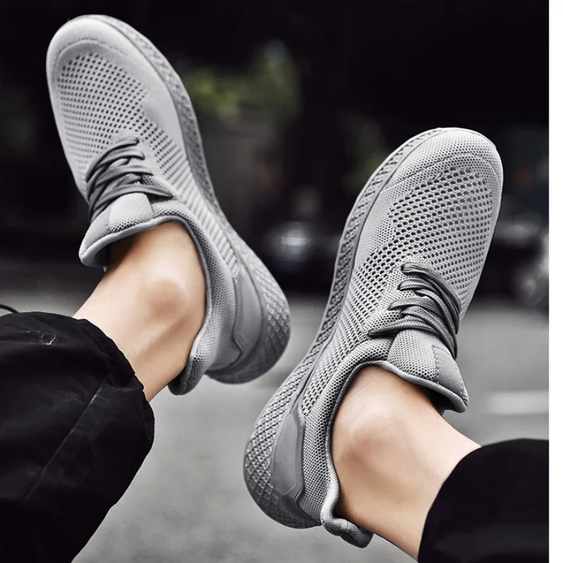 2023 High Quality Shoes for Men Lace Up Men's Vulcanize Shoes Autumn Solid Net Cloth Breathable Low-heeled Outdoor Sneakers