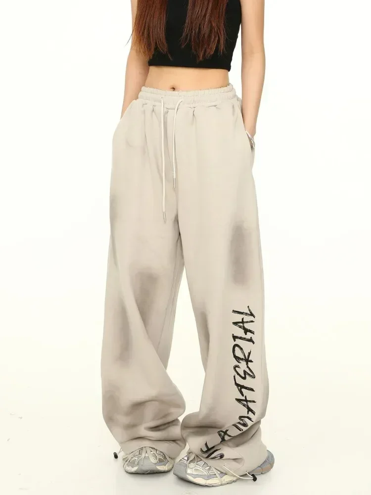 HOUZHOU VintageถังขยะY2k 2000S Sweatpants Baggyผู้หญิงHarajukuเกาหลีสไตล์ขนาดใหญ่กางเกงGrunge StreetwearกางเกงHip Hop