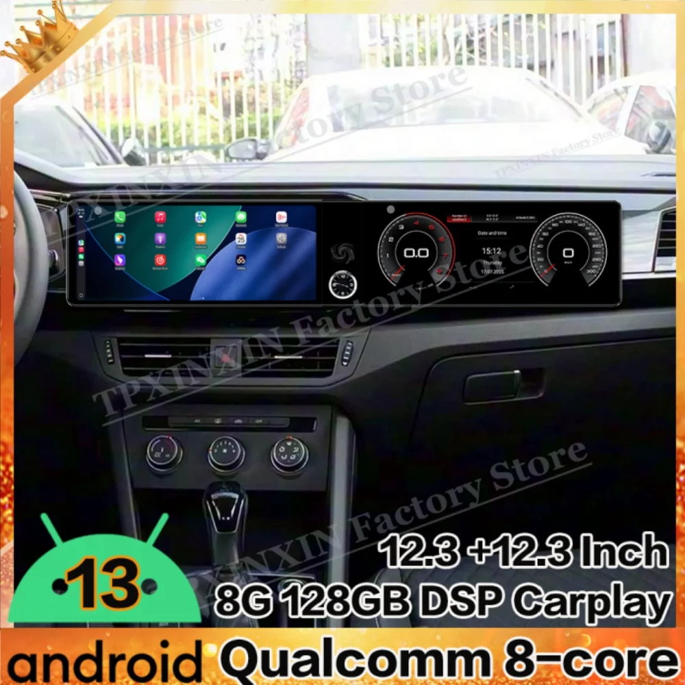 Dual Screen Interaction Android 13 For Volkswagen Tacqua Tacqua X 2019~2022 Multimedia GPS Navigation Car Radio Stereo Head Unit