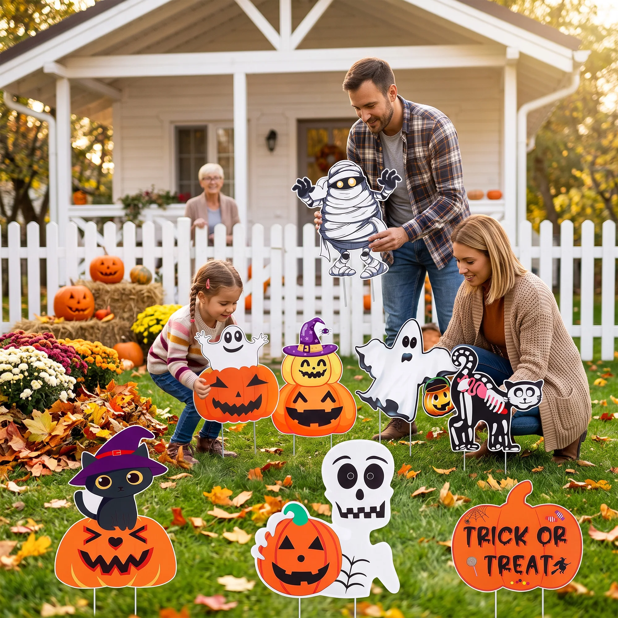 ชุดป้ายตกแต่งสนามฮาโลวีนพลาสติ - Halloween Skeleton Decoration บทวิจารณ์และราคา