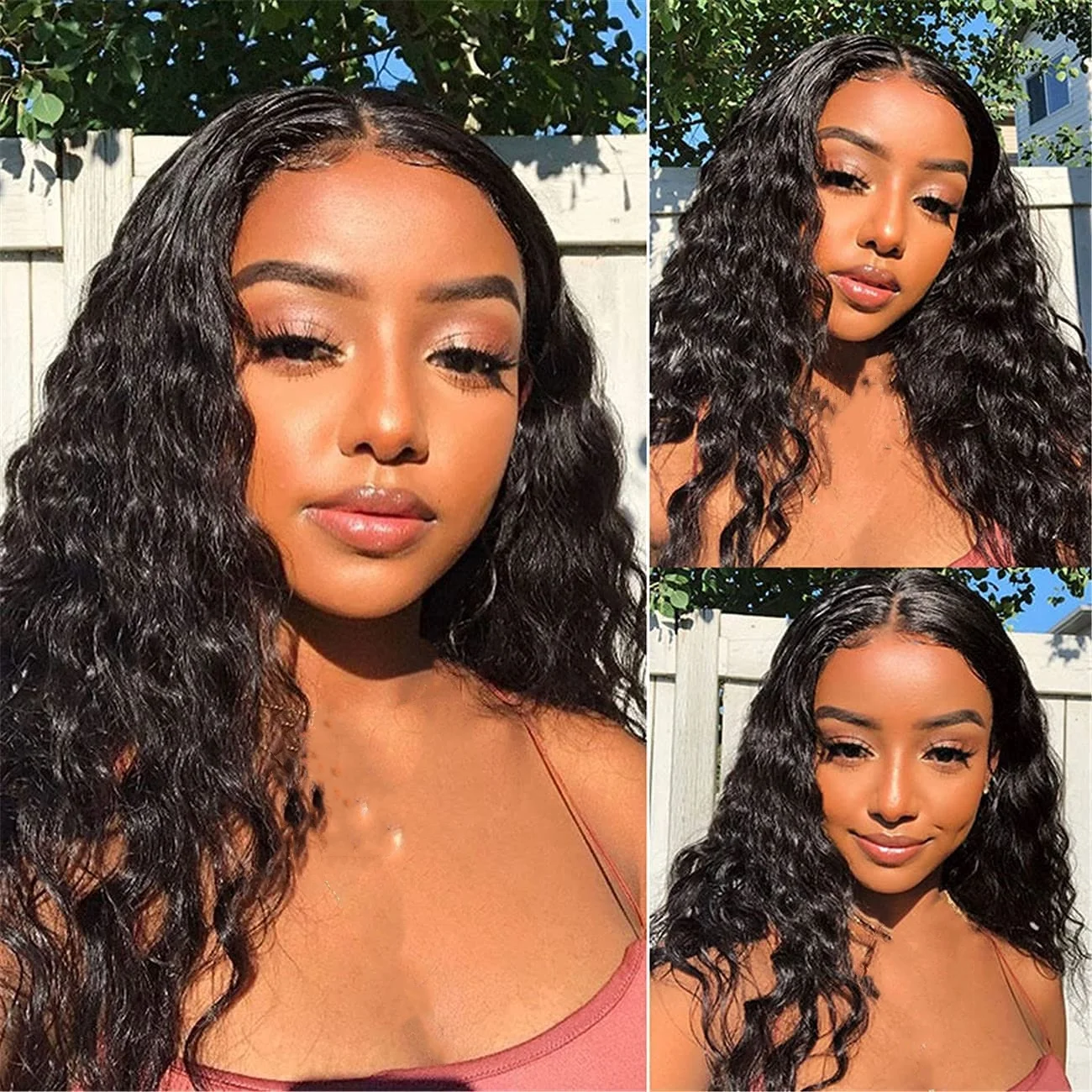 Peruca de cabelo humano ondulado profundo pré-arrancado 250 densidade 13x4 HD perucas de cabelo humano frontal com cabelo de bebê (36 polegadas, cor preta)