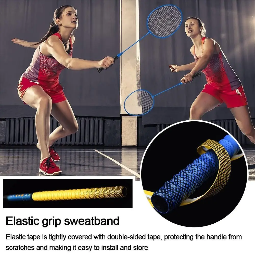 180cm Anti-Slip Fishing Rod Sweatband Gradient Colorful Wear-resistant Tennis Racket Grip Tape Elastic Thickened