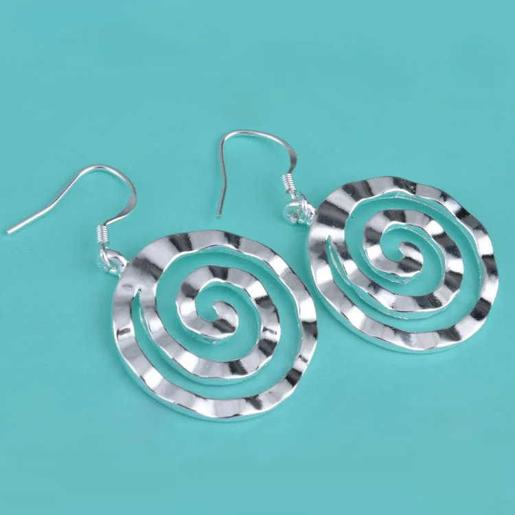 Women's 925 Sterling Silver Spiral Circle Earrings