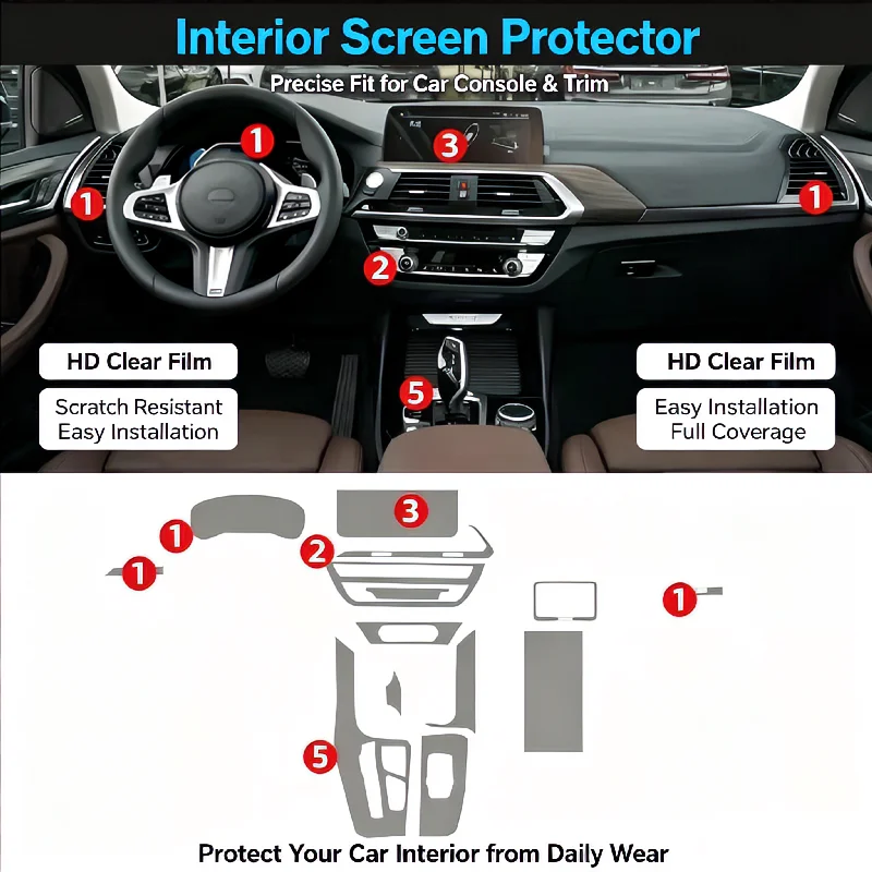 For 18-21 BMW X3 full interior film central navigation display screen car interior transparent scratch-resistant protection film