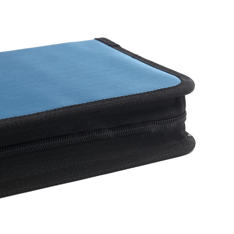 Portable DVD Case- 80 Capacity Mercerized Fabric Storage Bag Holder with Zipper for Home Car DVD Box Bags