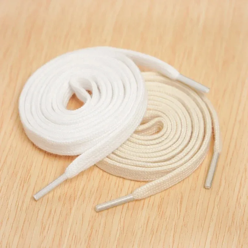 8MM Flat Cotton Replacement Shoelaces for Canvas Shoes Casual Sports, Crack‑Resistant Aglet Shoe Strings Daily Shoe Accessory