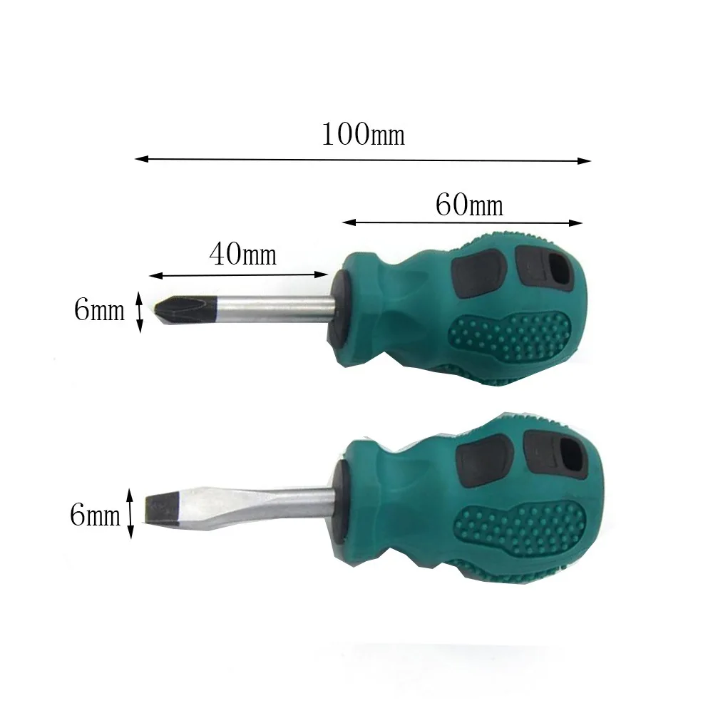 Mini Portable Short Handle Screwdriver Rubber Handle Magnetic Cross Recessed Slotted Screwdriver Repair Hand Tools