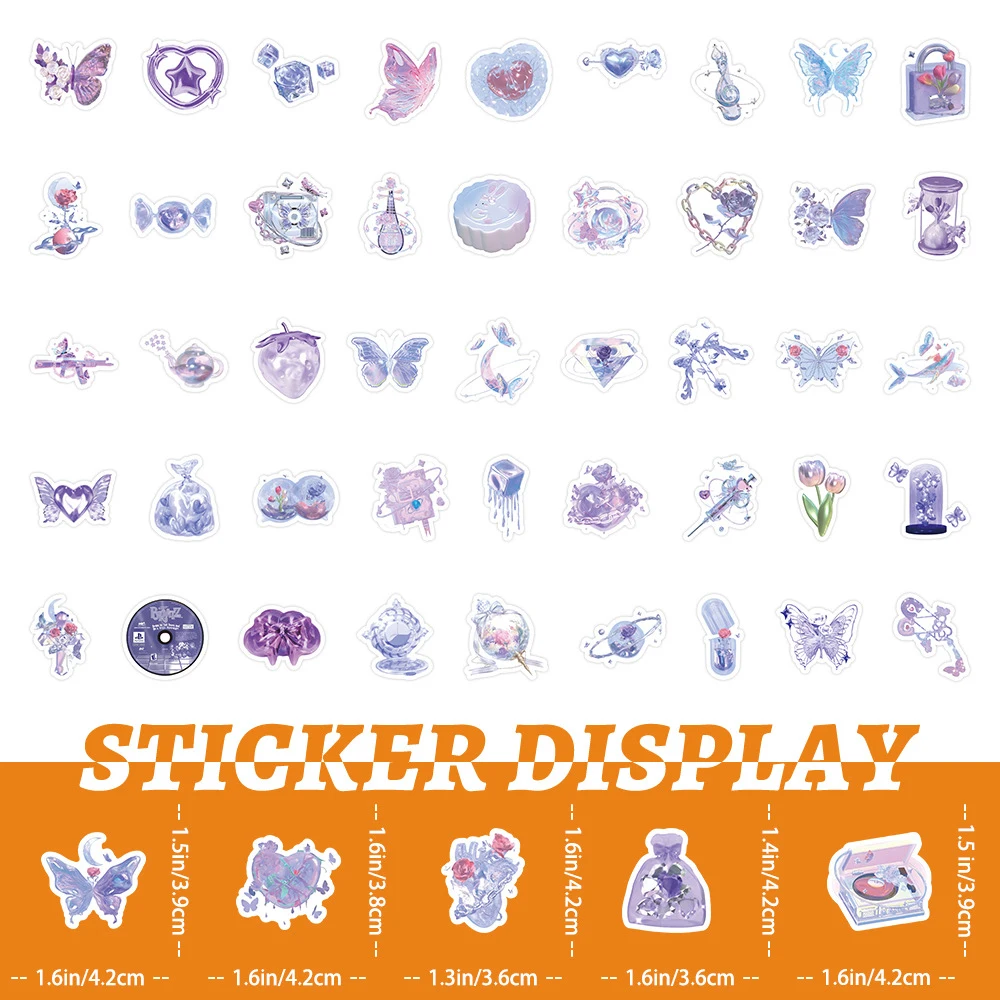 10/30/50/100pcs Cute Cartoon Purple INS Graffiti Stickers Aesthetic VSCO Decoration Decals DIY Luggage Diary Waterproof Sticker