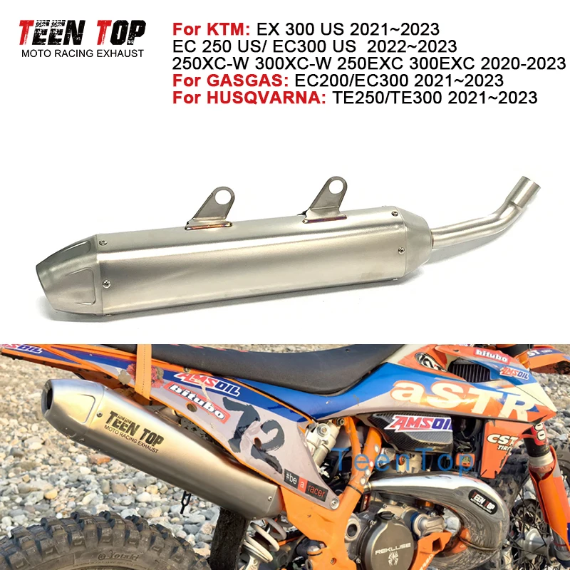 Offroad Bike Slip-on Exhaust For KTM 250XC-W 300XC-W 250EXC 300EXC 2020-2023 Motorcycle Exhaust Muffler Silencer EX300 2021-2023