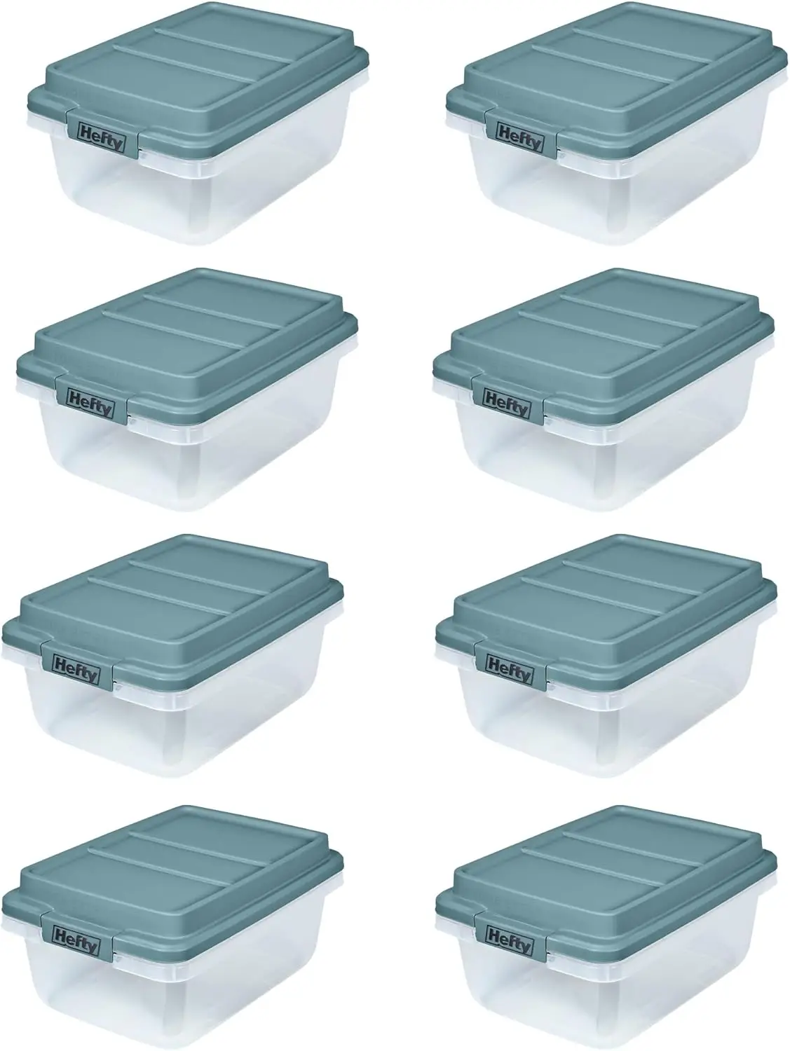 

8 Quart Hi-Rise Storage Bin with Lid, Stackable Plastic Container for Home, Office, and Classroom Organization, 8 Pack, Smoke