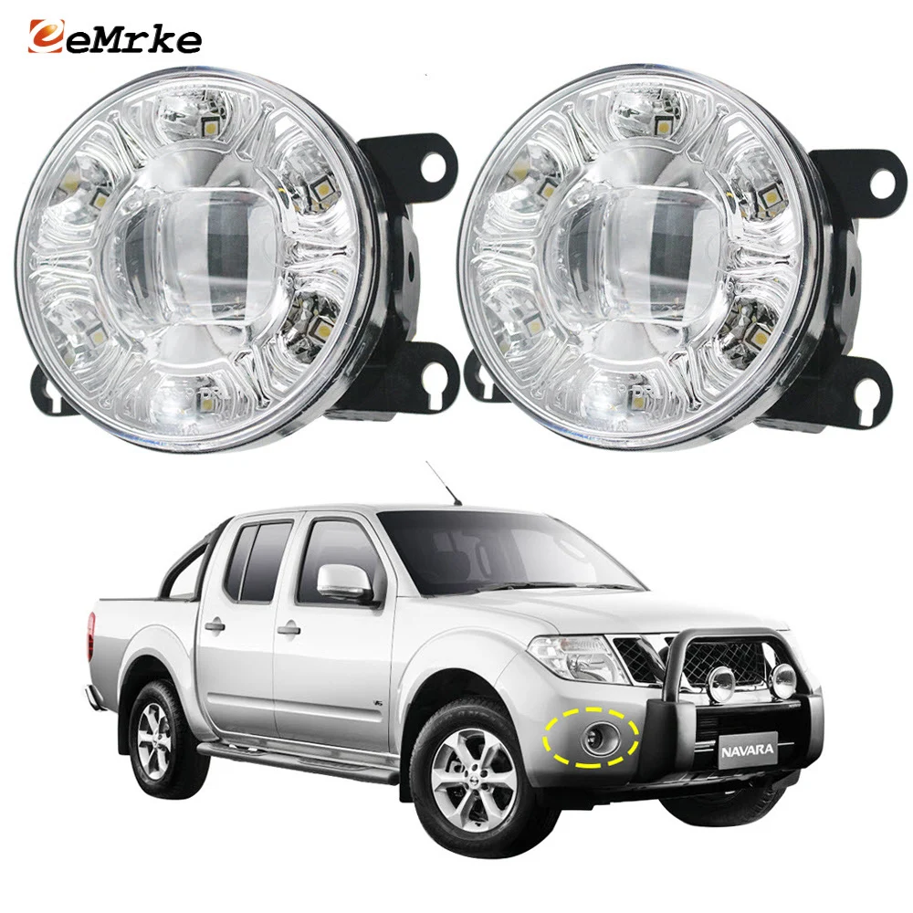 LED Fog Lights Assembly + Led DRL for Nissan NP300 Navara D40 2004-2015 Car PTF Clear Lens Daytime Running Fog Driving Light