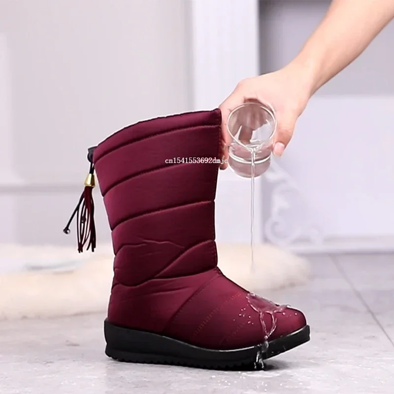 

Waterproof Winter Snow Boots Women Ankle Boots Fur Plush Down Shoes Tassel Black Women Booties Fashion Botas Mujer Invierno