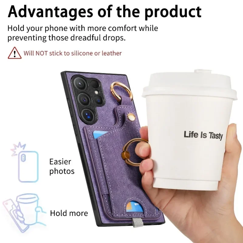 Ring Holder Phone Case for Samsung Galaxy S24 FE S26 S25 S23 S22 Ultra A17 A07 A57 A37 A36 A56 Magnetic Wallet Card Slot Cover