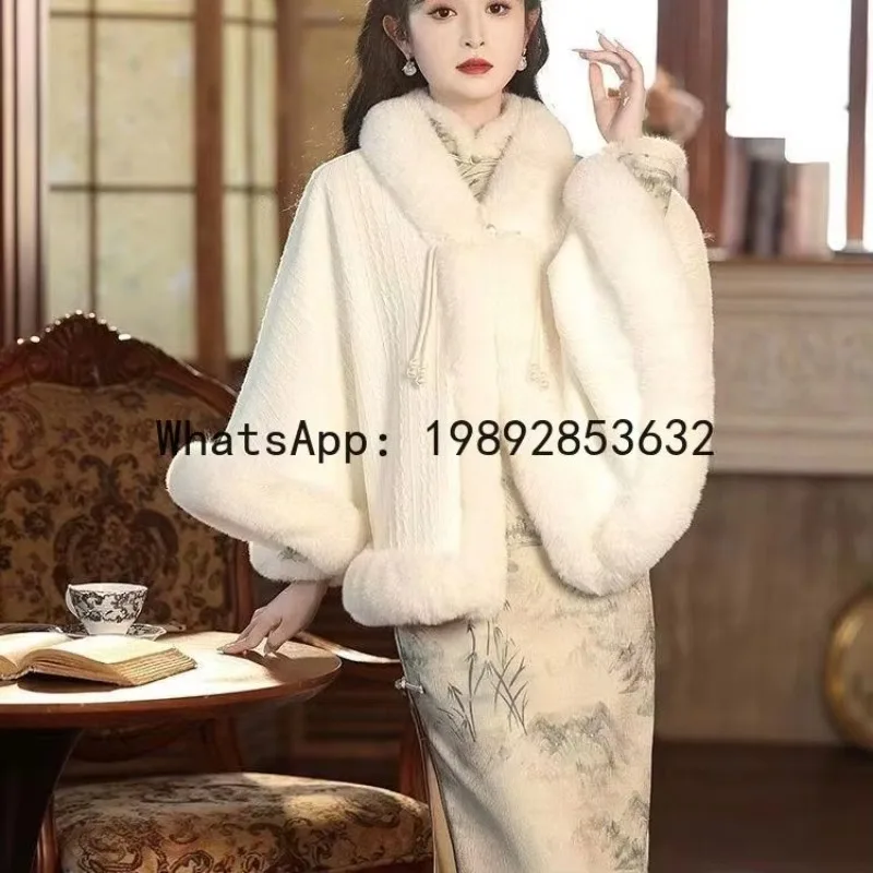 

Xfleece-linedthickenednew arrival cloak cheongsamelegantclassyfall and winterheattechknittingoutwearstuffed