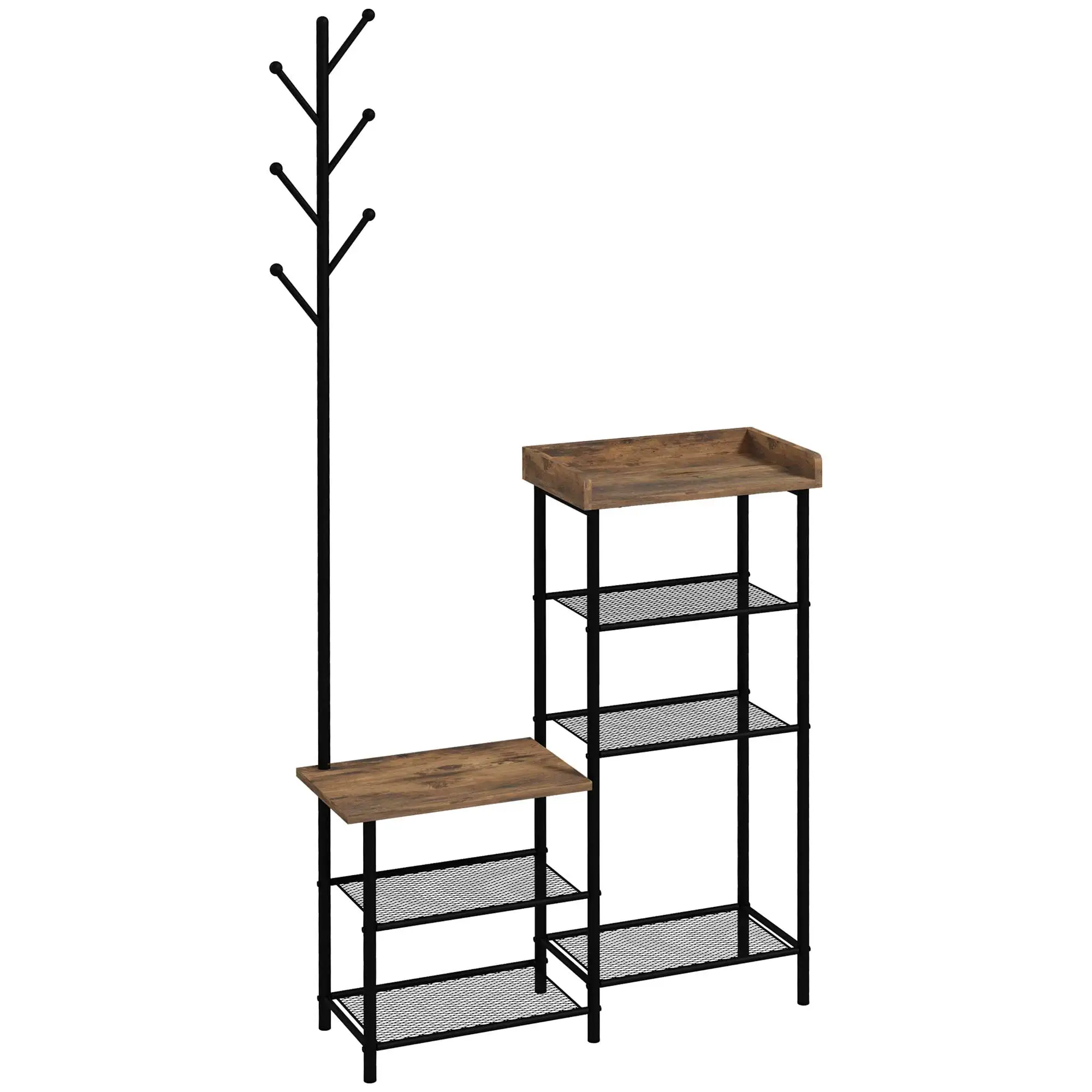 HOMCOM rack with shoe rack with 5 shelves 92,5x28,2x182 cm rustic brown