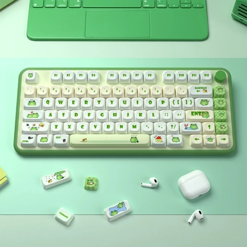 142Keys Green Frog PBT Keycaps Dyes Sub DIY Keycaps for 61/84/87/104 Game Mechanical Keyboards Switches