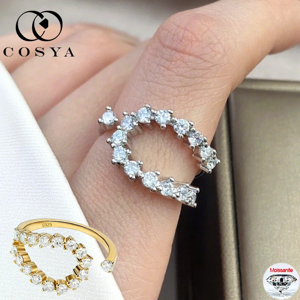 

COSYA 0.78CT All Moissanite Ring 100% S925 Silver GRA Certified Lab Diamond Wedding Twist Open Band For Women Fine Jewelry Gift