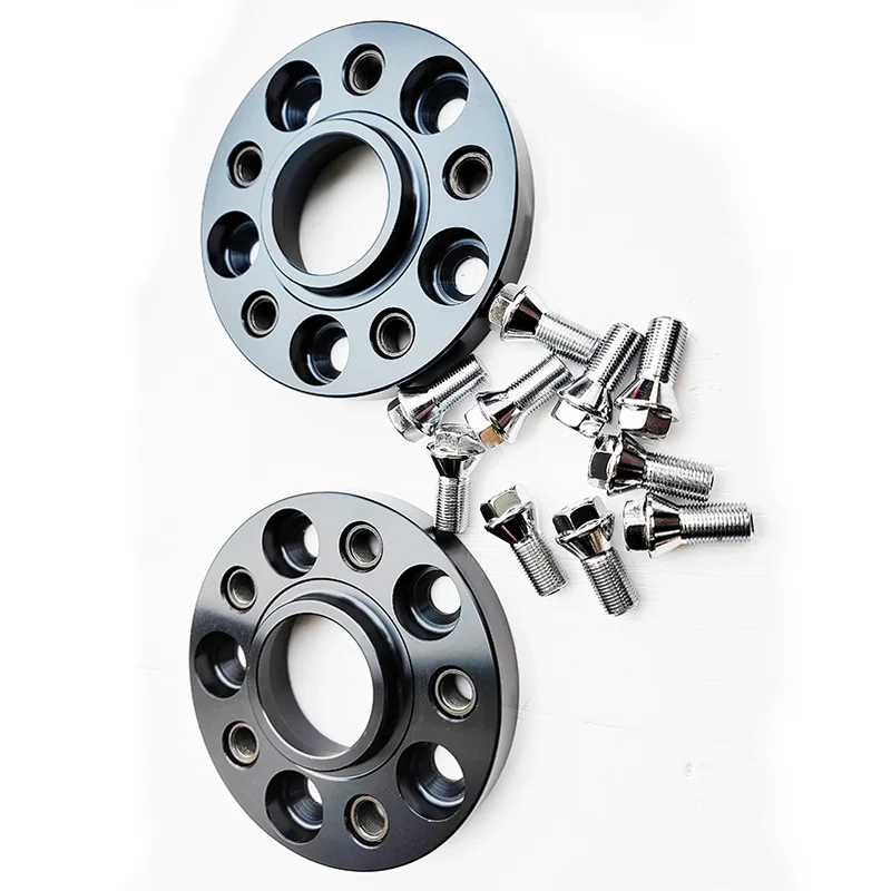 2PC Black Wheel Spacer Adapters 20mm 0.79 inch 5X112 CB 57.1mm For Audi A3 A4 A6 A8 S3 S4 S6 S8 With Bolts 14X1.5 Cone Type