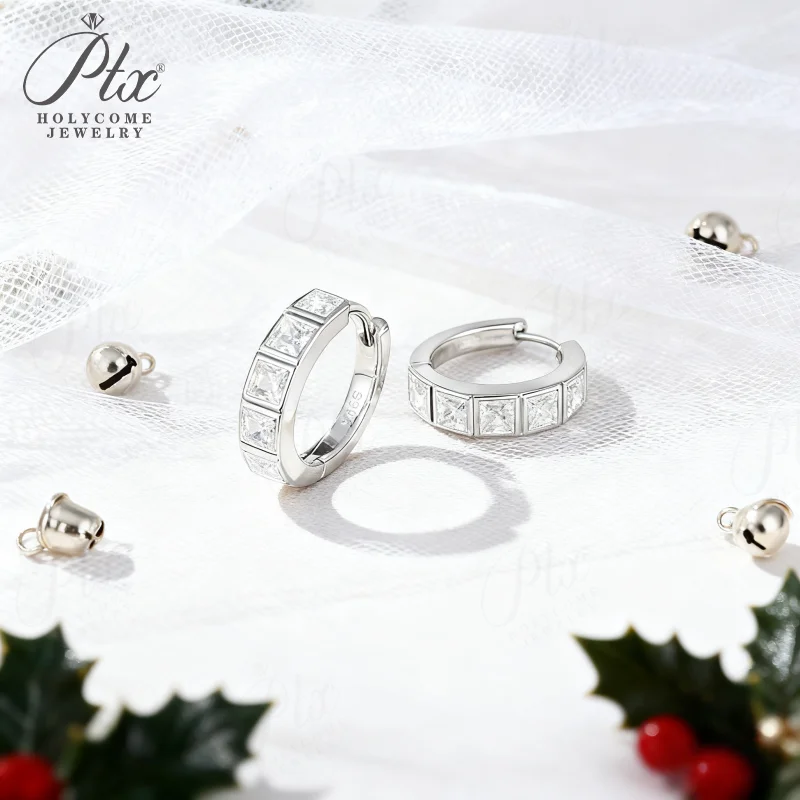 

1,5 карата обруч принцессы огранки разноцветные серьги с муассанитом 925 посеребренные белые желтые розовые золотые серьги-гвоздики для женщин и мужчин Fishion