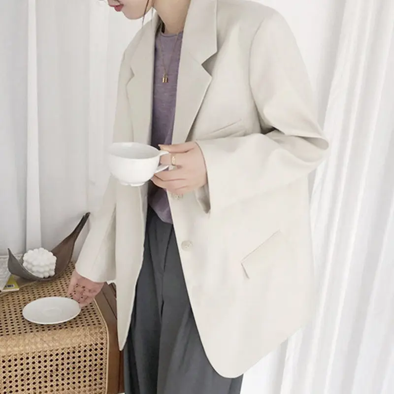 

Women'S Clothing Trend 2025 Blazer Woman Sensitive Trim Drilling Fiber Interviews Students O-Neck Womans Mid-Long Temperamet
