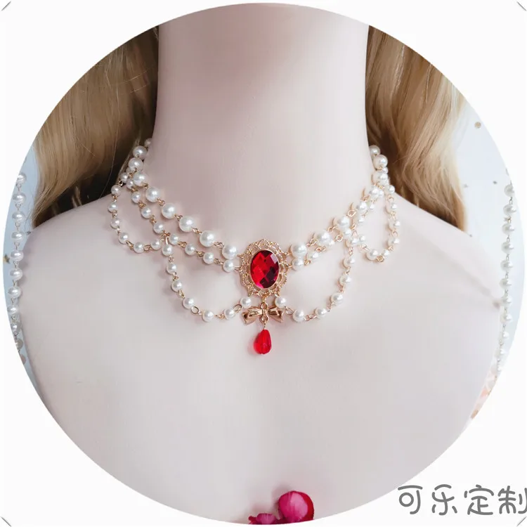 

Женское колье Tudor с жемчугом викторианской эпохи рококо, ожерелье из красного граната с кристаллами и бусинами для девушек и женщин, разноцветное ювелирное изделие на выбор