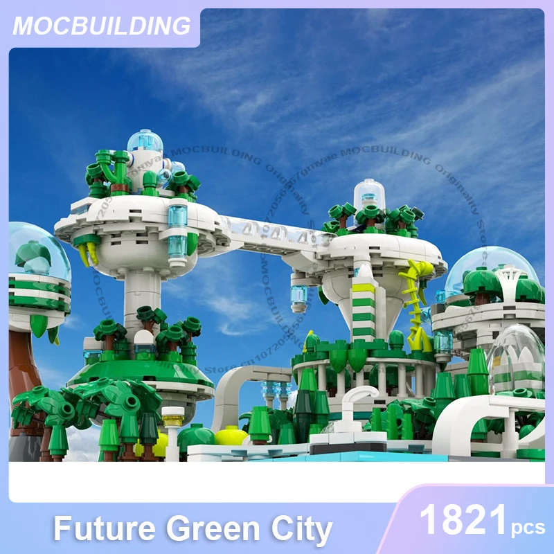 المستقبل مدينة خضراء نموذج MOC اللبنات لتقوم بها بنفسك تجميع الطوب العمارة عرض جمع الإبداعية عيد الميلاد اللعب الهدايا 1821 قطعة