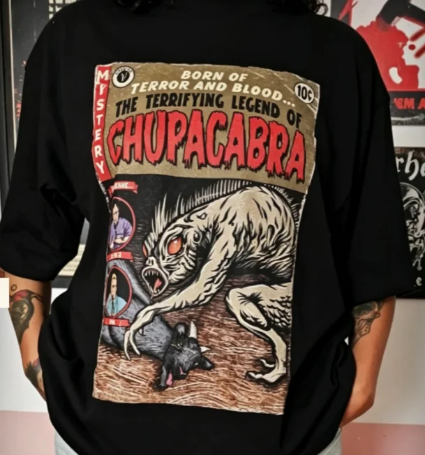 2026 Round-neck vintage horror comic book cover pattern monster creature Men's and women's casual short-sleeved T-shirt