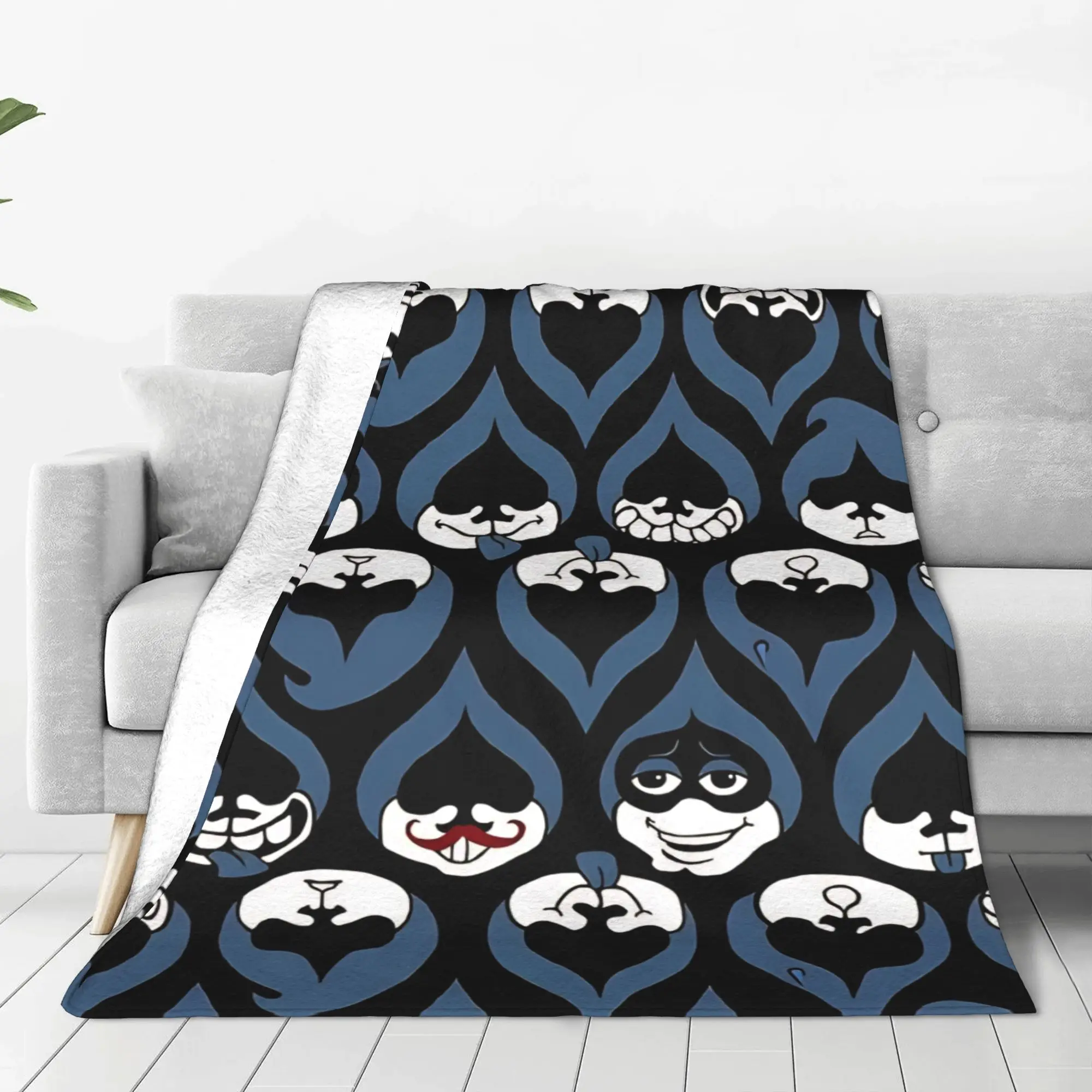 1PC Home Cute Room Decor Lancer Face Drop Pattern Blanket Throw Blanket Deltarune Novelty Warm Blanket All Season