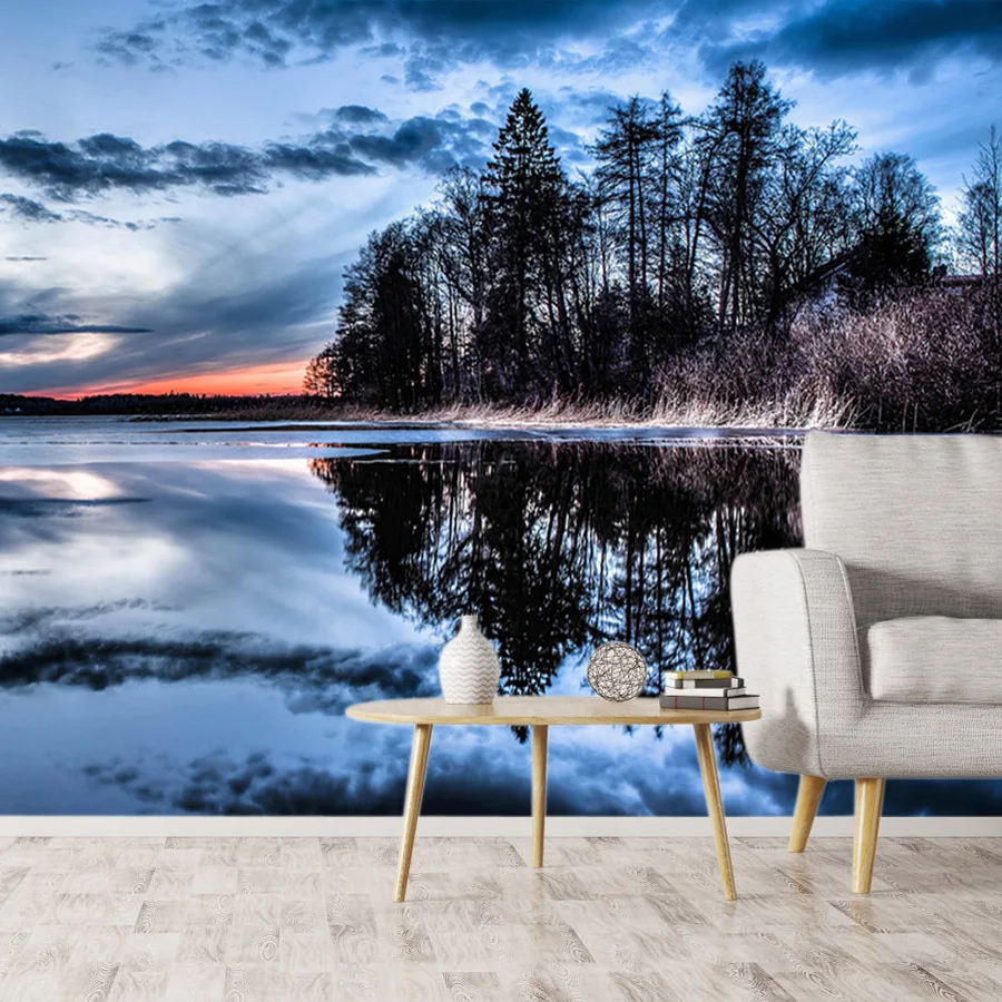

8+ Waterproof Natural Reflection in Lake Under Sky Peel and Stick Wallpaper for Livfing Room Walls Home Decor FRenovation Mural