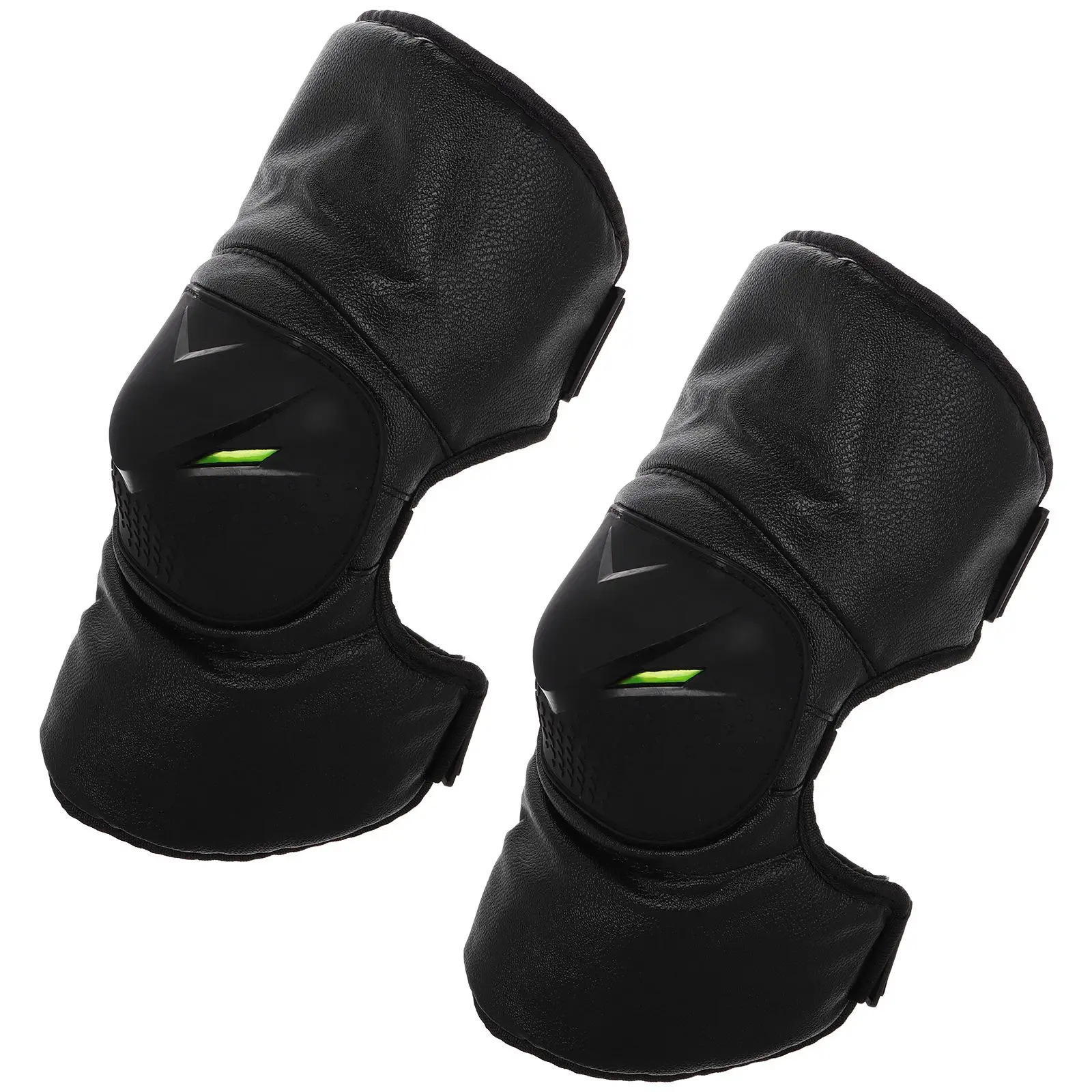 

2 Pcs Warm Brace Black Shin Motorcycle PU Pads Riding Knee Winter Leg Bike Knee Guards Mountain Bike Shin Guards Fitness Shaping