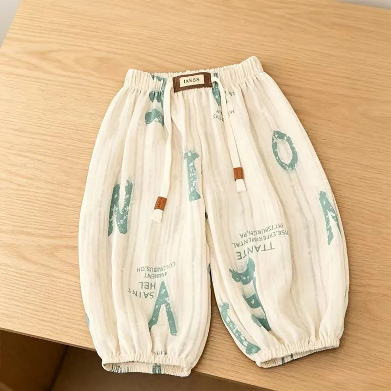 Kids Pants Summer 2026 Children Mosquito-proof Lantern Pants Elastic Graffiti Casual Trousers for Kids Teenager Joggers Clothes