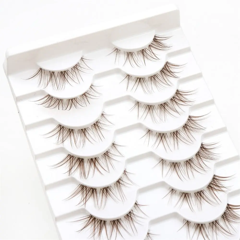 Brown False Eyelashes Manga Lashes Natural Look Fake Eyelashes 3D Faux Mink Lashes Dramatic Anime Lashes Cosplay Spiky Lashes