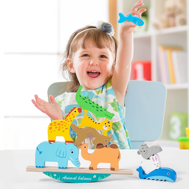 EKIND Animal Balance Jenga, children\'s hand-eye coordination. Educational early learning balance Jenga. Block toys