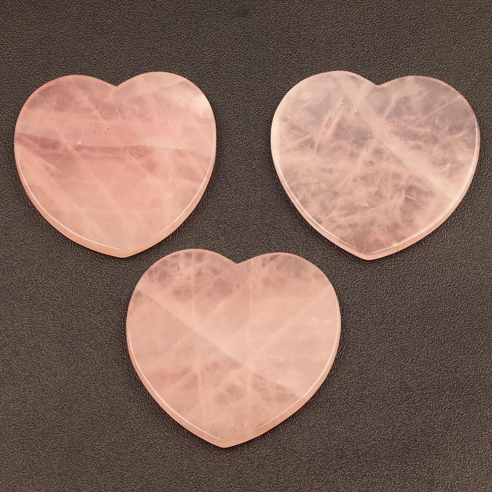 Big Size Natural Rose Quartz Coaster Heart-shape Crystal Pad Jewelry Display Tray Flake Texture Transparent Gemstone - view 3