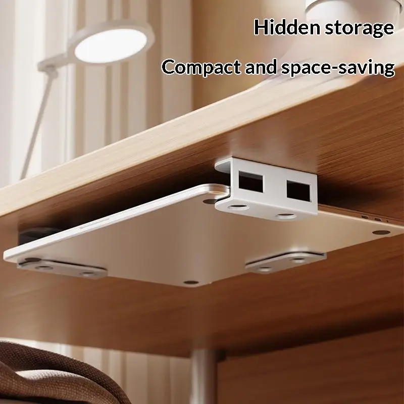 No Damage Under Desk Laptop Mount Metal Holder Shelf for Laptop Mini Keyboard Home Student Dorm Desk Daily Use